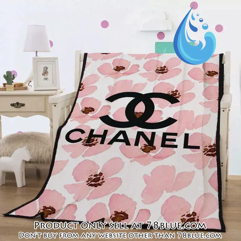 Chanel pinky flowers fashion luxury brand blanket fleece comfortable blanket 78b5641418